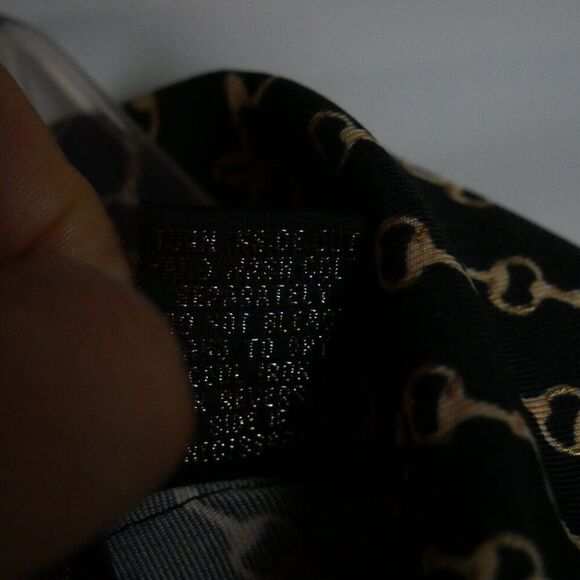 Diane Gilman Women's Size Large Blouse Button Down Black Golden Chain Print - Picture 5 of 12